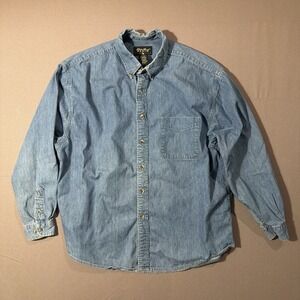 Vintage‎ Eddie Bauer Denim Button UP Shirt Size XL Men's